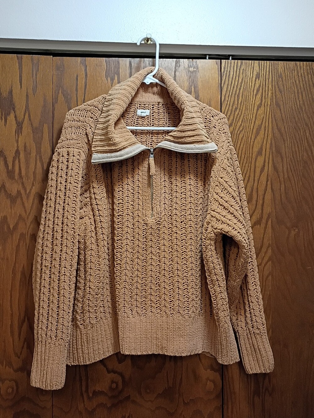 aerie Chunky Knit Half-Zip Sweater - Camel